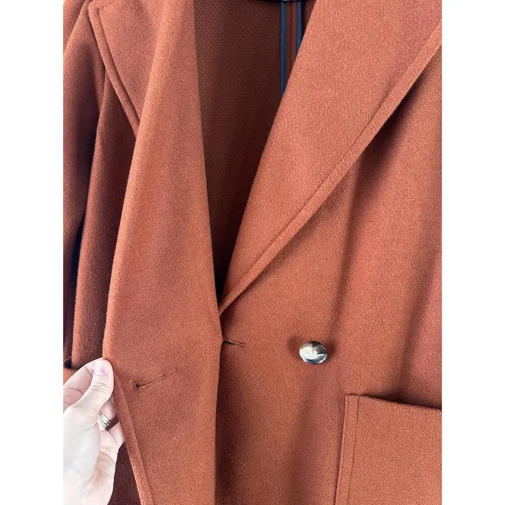 Topshop Carly Coat Rust Brown Orange Long Jacket Women’s size 4 Small